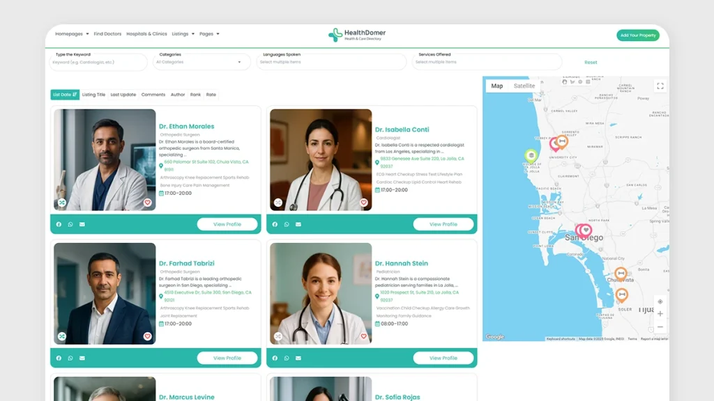 healthcare directory search page