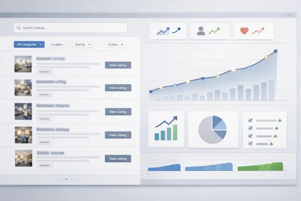 Affiliate monetization performance shown through gradual growth in a directory website.
