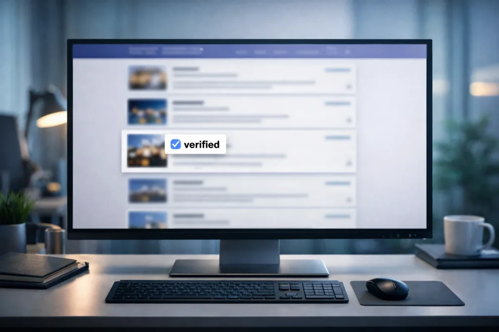 a listing with verified badge