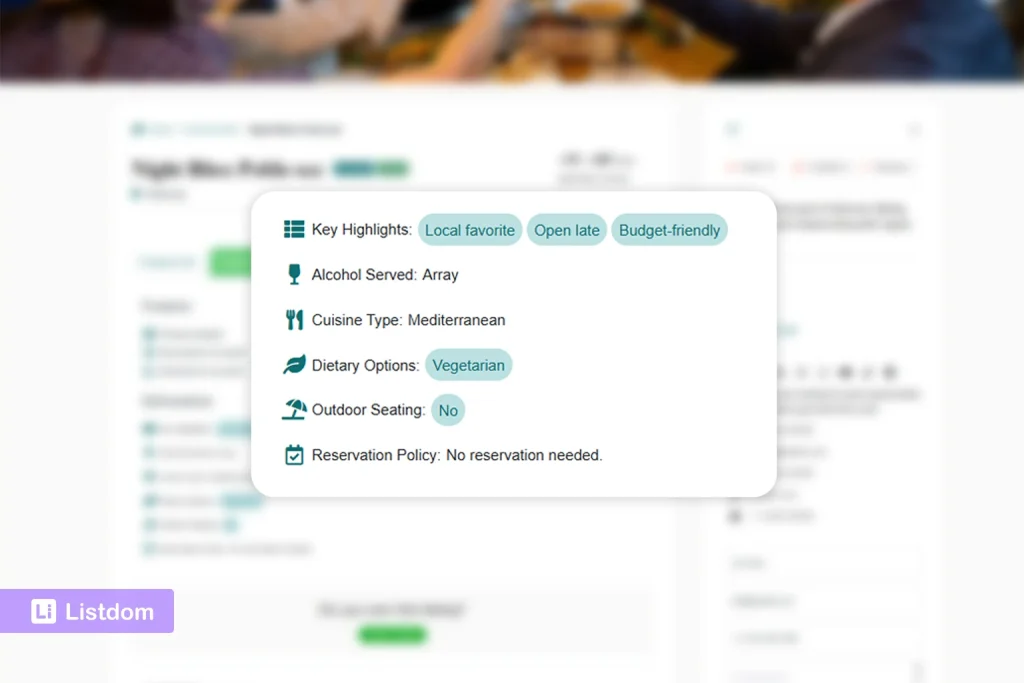 listdom custom fields of a single listing page