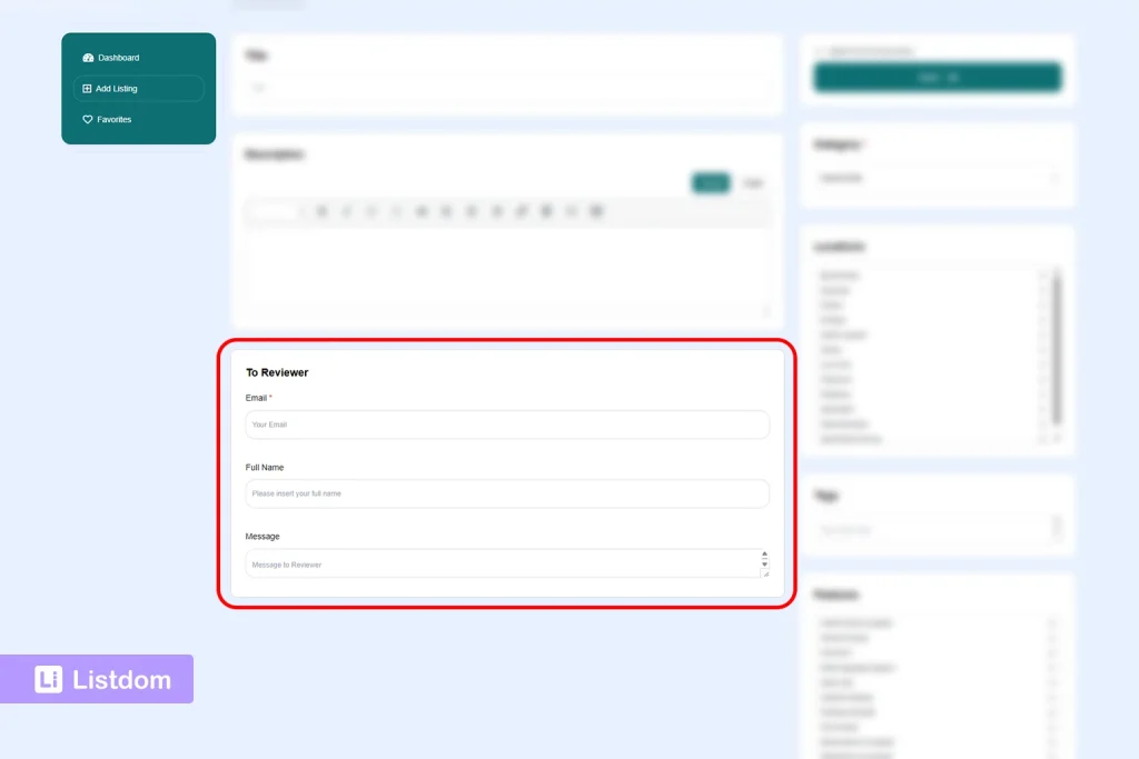 listdom guest submission form with user registration set to once approved