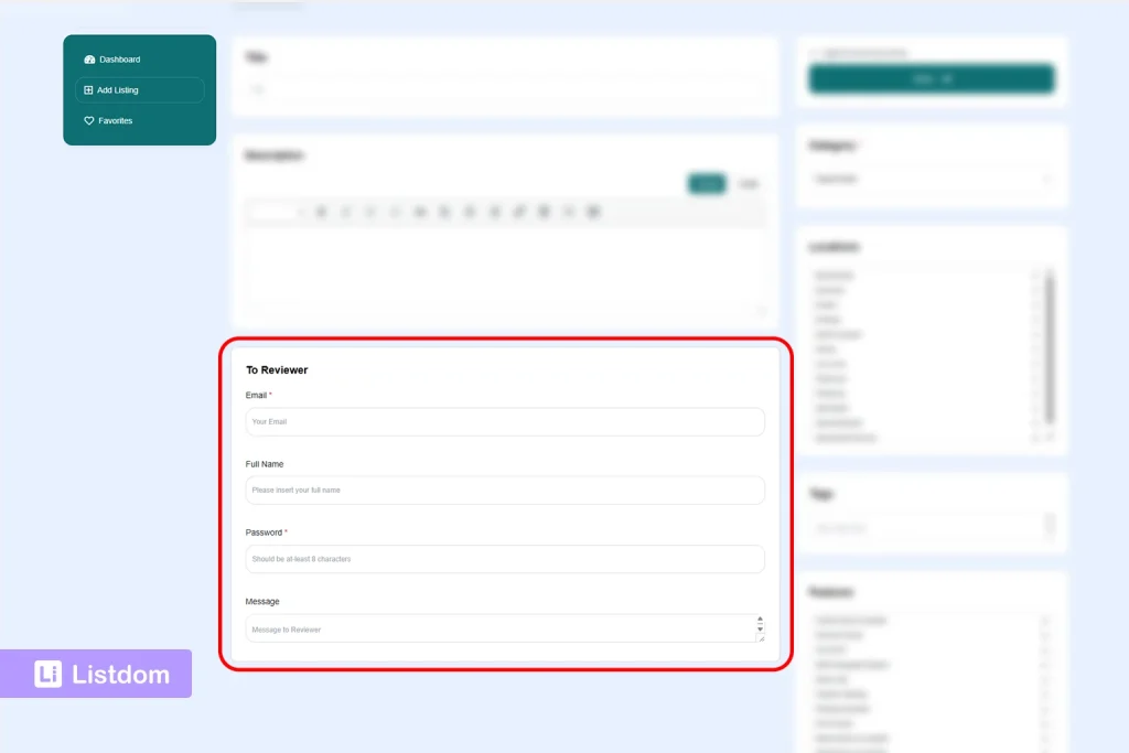 listdom guest submission form with user registration set to once submitted