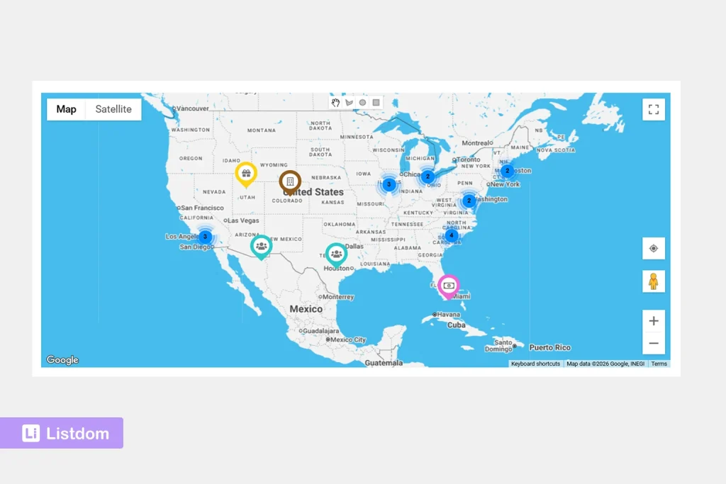 listdom Blue Water Map style