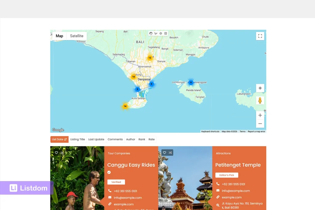 listdom mosaic skin with map above it